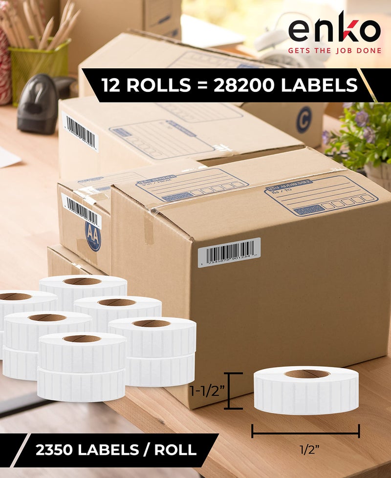 enKo Products enKo (12 Rolls, 28,200 Labels) 1-1/2" x 1/2" with 1" Core Direct Thermal Label for Address Mailing & Shipping FBA FNSKU Labels - Image 2